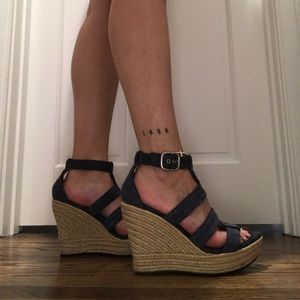 Ugh Navy Suede wedged